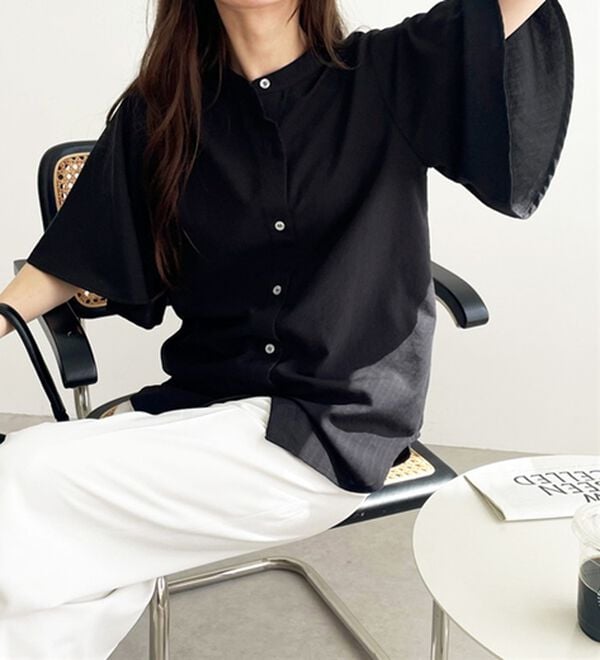 GeeRA（ジーラ）の「フレアー袖バンドカラーブラウス（ブラウス）」｜詳細画像