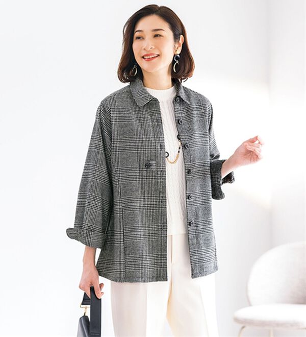 ルフラン（ルフラン）の「【２色組】あたたかウール混ブラウスジャケット（その他ジャケット）」｜詳細画像