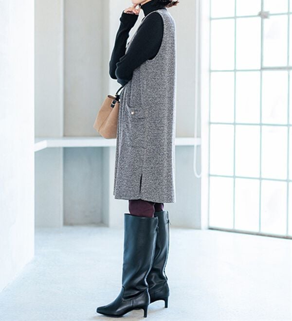 BELLUNA（ベルーナ）の「ツイード調タック使いジャンパースカート（チュニックワンピース）」｜詳細画像