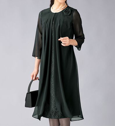 ルフラン（ルフラン）の「重ね着風レース使いワンピース（ブラックフォーマル（喪服・礼服））」