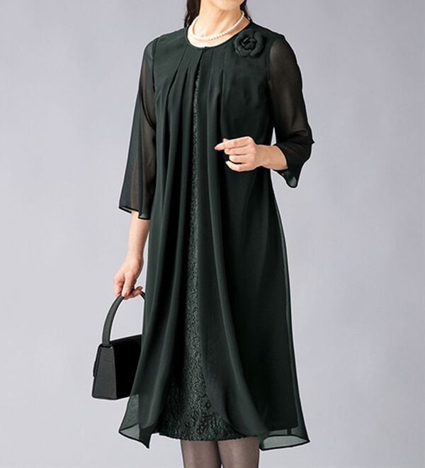 ルフラン（ルフラン）の「重ね着風レース使いワンピース（ブラックフォーマル（喪服・礼服））」｜詳細画像