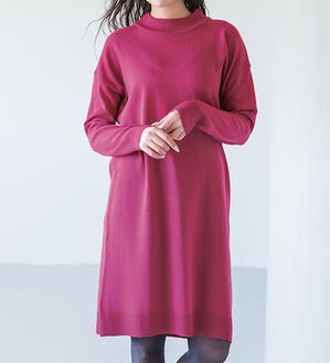 RANAN（ラナン）の「カシミヤタッチニットチュニックワンピース（チュニック）」｜ピンク ハイネック