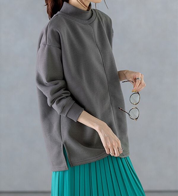 BELLUNA（ベルーナ）の「リブ使いがかわいい裏起毛トレーナー（チュニック）」｜詳細画像