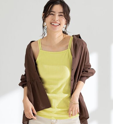 LAVIENNE（ラヴィエンヌ）の「サマ見え！綿混カップ付ランダムリブインナー（肌着・インナーウェア）」