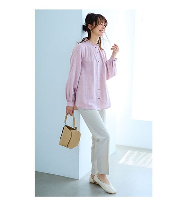 BELLUNA（ベルーナ）の「オーガニックコットンダブルガーゼブラウス（ブラウス）」｜詳細画像