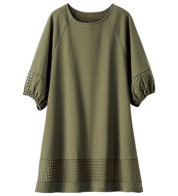 BELLUNA（ベルーナ）の「汗ジミ対策！シアーチェック切替チュニック（チュニック）」｜詳細画像