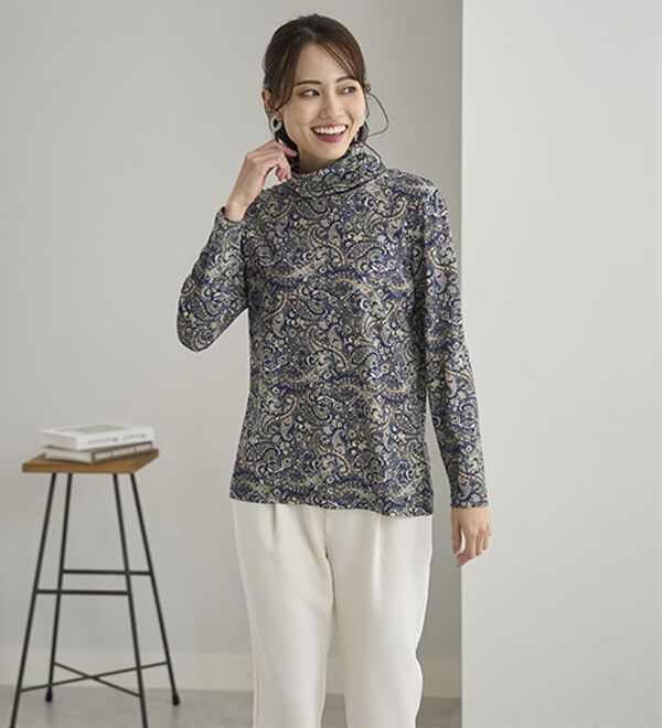 BELLUNA（ベルーナ）の「テンセル（ＴＭ）繊維・コットンプリントプルオーバー（カットソー）」｜詳細画像