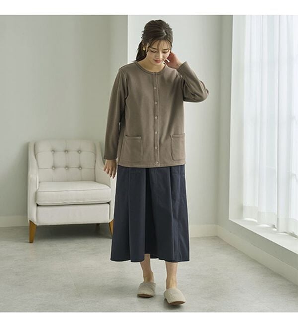 BELLUNA（ベルーナ）の「パチパチしにくい！静電気防止裏フリース配色カーディガン（その他カーディガン）」｜詳細画像