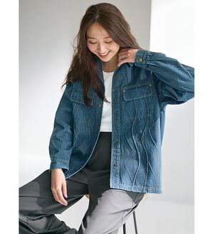 BELLUNA（ベルーナ）の「おしゃれの主役！ジャカードデニムジャケット（その他ジャケット）」｜ブルー