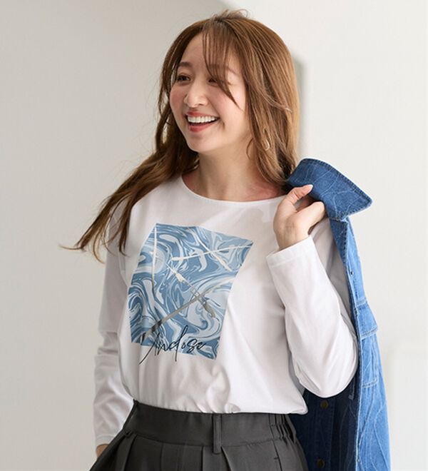 BELLUNA（ベルーナ）の「一枚で着映えるデコラＴ（長袖）（チュニック）」｜詳細画像