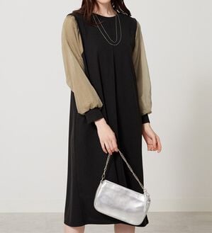 BELLUNA（ベルーナ）の「シアー袖デザインワンピース（その他ワンピース）」｜黒系