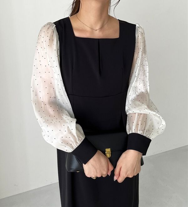 GeeRA（ジーラ）の「【オケージョン】バックリボンシアードット切替ワンピース（その他ワンピース）」｜詳細画像