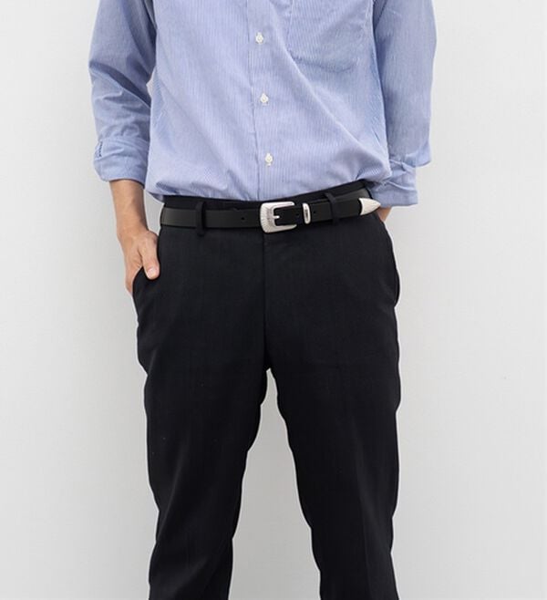 「【Lee】25mm細め紳士牛革レザーウエスタンベルト（メンズベルト）」｜詳細画像