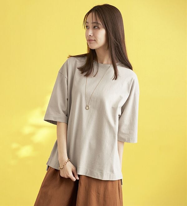 BELLUNA（ベルーナ）の「ひんやリッチコットン大人のゆったりプルオーバー（カットソー）」｜詳細画像