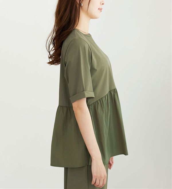 BELLUNA（ベルーナ）の「ヒンヤリ爽快！異素材切替プルオーバー（カットソー）」｜詳細画像