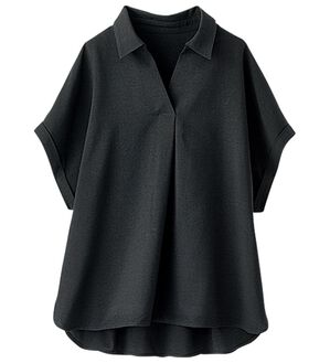 BELLUNA（ベルーナ）の「ひんやりリネンライク素材ゆったりブラウス（ブラウス）」｜黒