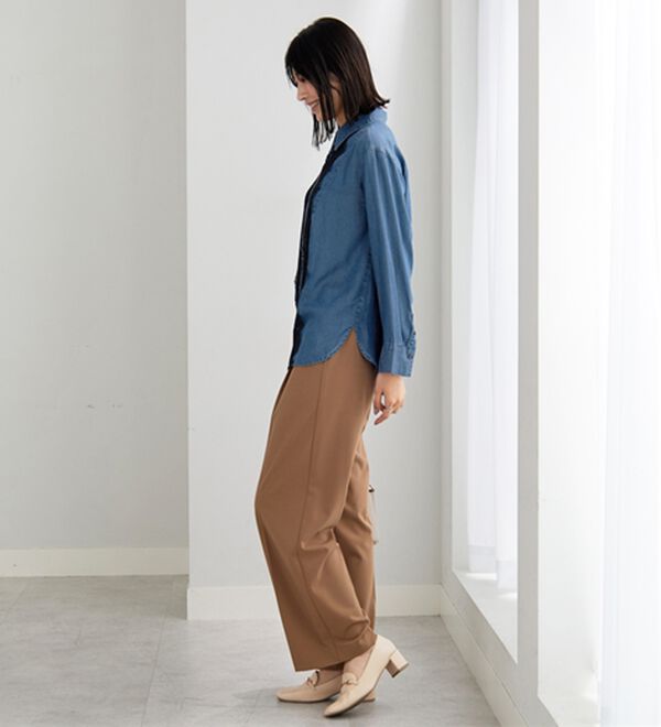 BELLUNA（ベルーナ）の「デニム素材レース使いシャツチュニック（チュニック）」｜詳細画像