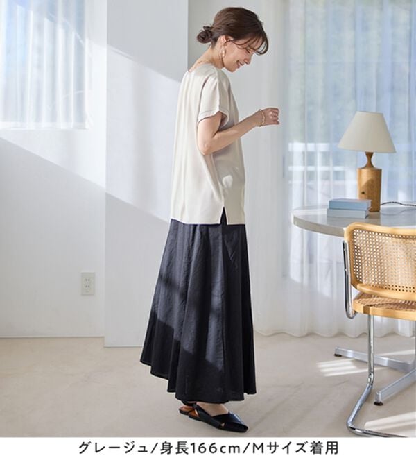 Viola e Viola（ヴィオラ エ ヴィオラ）の「さらさらＥＡＳＹ　前後２ＷＡＹヘンリーネックＴブラウス（ブラウス）」｜詳細画像