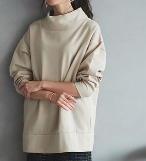 RANAN（ラナン）の「【アンチピリング】裏起毛ハイネックプルオーバー（カットソー）」｜ベージュ