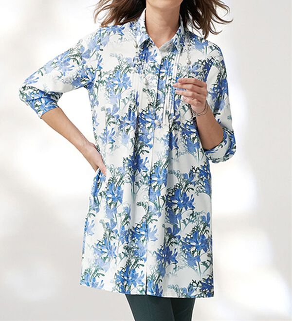 BELLUNA（ベルーナ）の「ｐｌａｎｔｉｃａ　シャツチュニック（シャツ）」｜ラベンダー系花柄