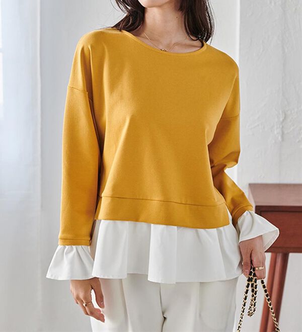 RANAN（ラナン）の「＜ＨＳ＞重ね着風配色フリルプルオーバー（カットソー）」｜詳細画像