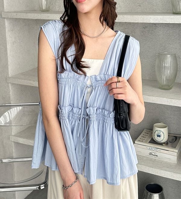 GeeRA（ジーラ）の「ギャザーリボンノースリブラウス（ブラウス）」｜詳細画像