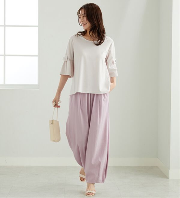 BELLUNA（ベルーナ）の「リボン付フレアー袖プルオーバー（カットソー）」｜詳細画像