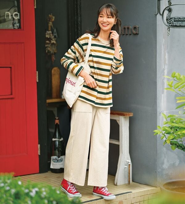 BELLUNA（ベルーナ）の「綿１００％配色ボーダープルオーバー（カットソー）」｜詳細画像