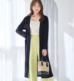 「【選べる丈】さらっと軽いサマーカーディガン（その他カーディガン）」｜ネイビー／ロング
