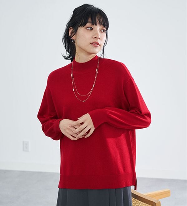 BELLUNA（ベルーナ）の「ロンＴが苦手な方に！なめらかシルクタッチニットＴ（ニット・セーター）」｜詳細画像