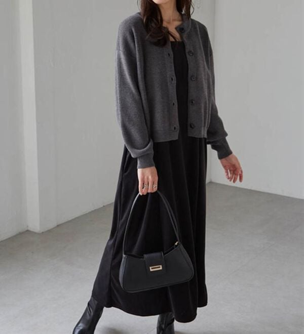 RANAN（ラナン）の「畦ニットカーデ&times;ベロアキャミワンピ（ロングワンピース）」｜詳細画像