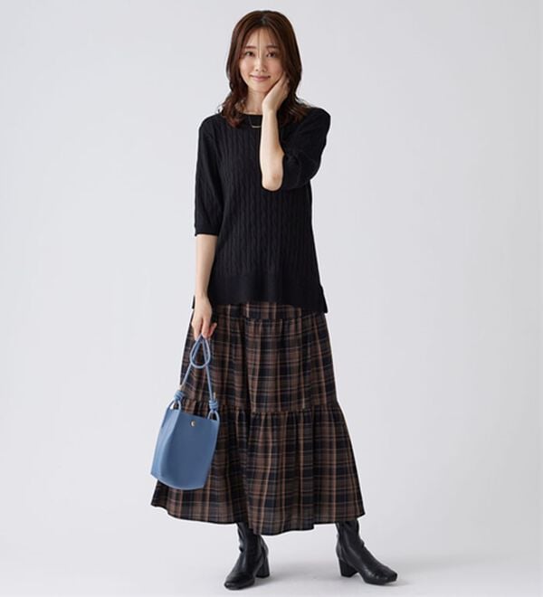 BELLUNA（ベルーナ）の「軽やか綿混！ケーブルニットプルオーバー（ニット・セーター）」｜詳細画像