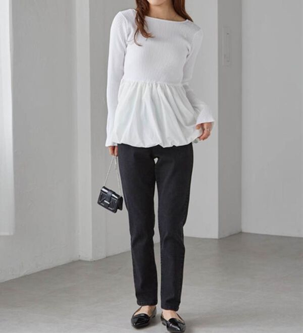 RANAN（ラナン）の「裾バルーンドッキングリブニット（ニット・セーター）」｜詳細画像