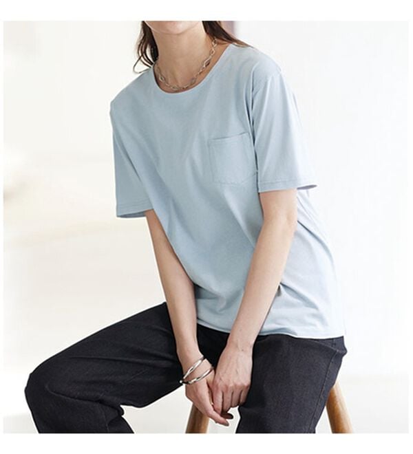 BELLUNA（ベルーナ）の「【ポケット付】綿１００％抗菌防臭汗ジミ対策プルオーバー（Tシャツ）」｜詳細画像