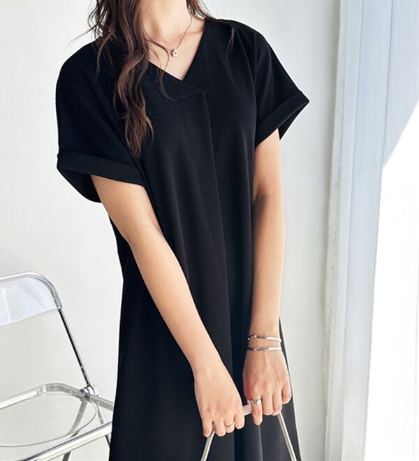 GeeRA（ジーラ）の「ひんやり快適！ジャカードスキッパーワンピ（カットソーワンピース）」｜詳細画像