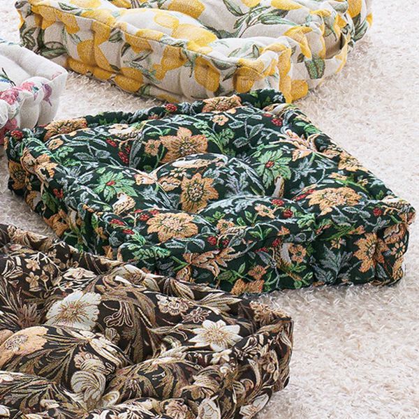 「高級ゴブラン織　厚みたっぷりクッキークッション（チェアカバー・チェアパッド）」｜バードグリーン