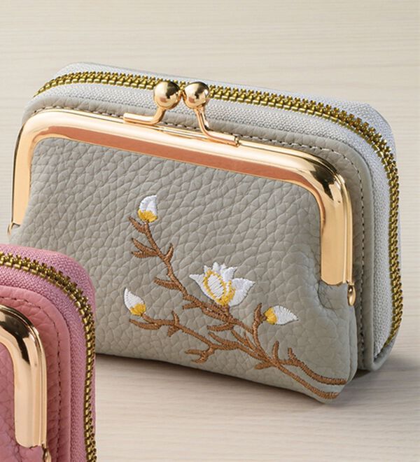 「お花のがま口財布（財布・パスケース）」｜グレー