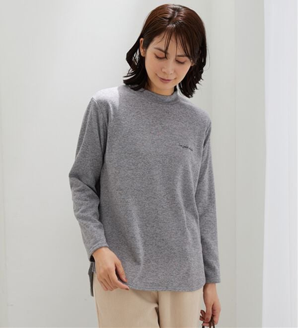 BELLUNA（ベルーナ）の「ロゴ刺しゅう裏起毛ニットソーチュニック（カットソー）」｜詳細画像