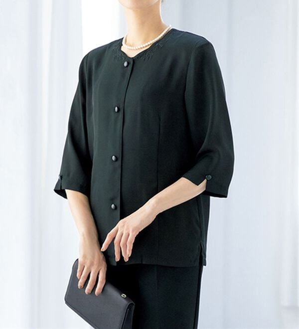 ルフラン（ルフラン）の「【２枚組】フォーマル用黒のデザインブラウス（ブラックフォーマル（喪服・礼服））」｜詳細画像