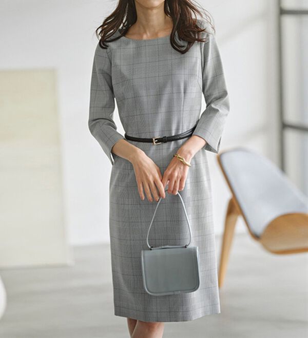 洗える！ベルト付タイトワンピース - ベルーナ【公式】