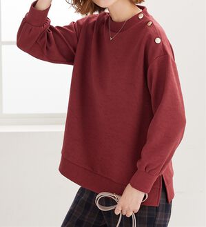 BELLUNA（ベルーナ）の「ジャカード素材肩ボタンプルオーバー（カットソー）」｜コーラル