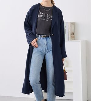 alotta（アロッタ）の「バック切替デザインきれいめトレンチコート（ロングコート）」｜ネイビー