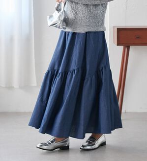RANAN（ラナン）の「デニムティアードスカート（ロングスカート）」｜詳細画像