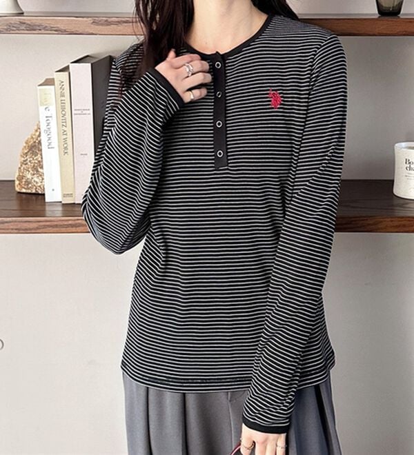 GeeRA（ジーラ）の「【U.S.POLOASSN】ワッフルヘンリーネックカットソー（カットソー）」｜詳細画像