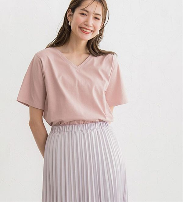 Pierrot（ピエロ）の「【選べるネック】シルケットコットンＴシャツ（Tシャツ）」｜詳細画像