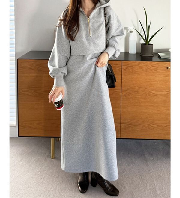 セットアップ風ハーフジップワンピース - ベルーナ【公式】