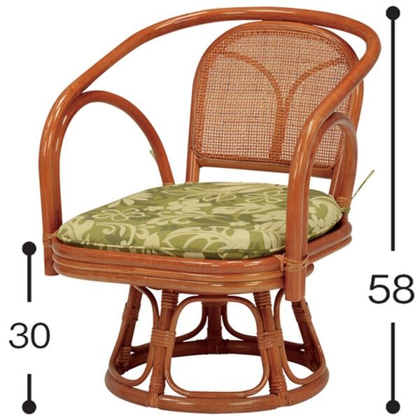 「コンパクト籐回転座椅子（座椅子）」｜詳細画像