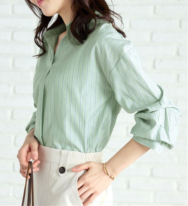 BELLUNA（ベルーナ）の「袖タックデザインスキッパーシャツ（シャツ）」｜詳細画像