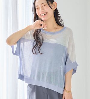 Viola e Viola（ヴィオラ エ ヴィオラ）の「カットソーより涼やか！シアードルマンニット（ニット・セーター）」｜オフ／ブルー