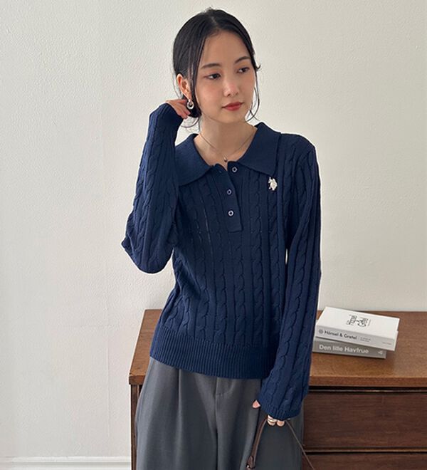 yori ミニフリルポロニット　ネイビー yori ミニフリルポロニット ネイビー yori ミニフリルポロニット